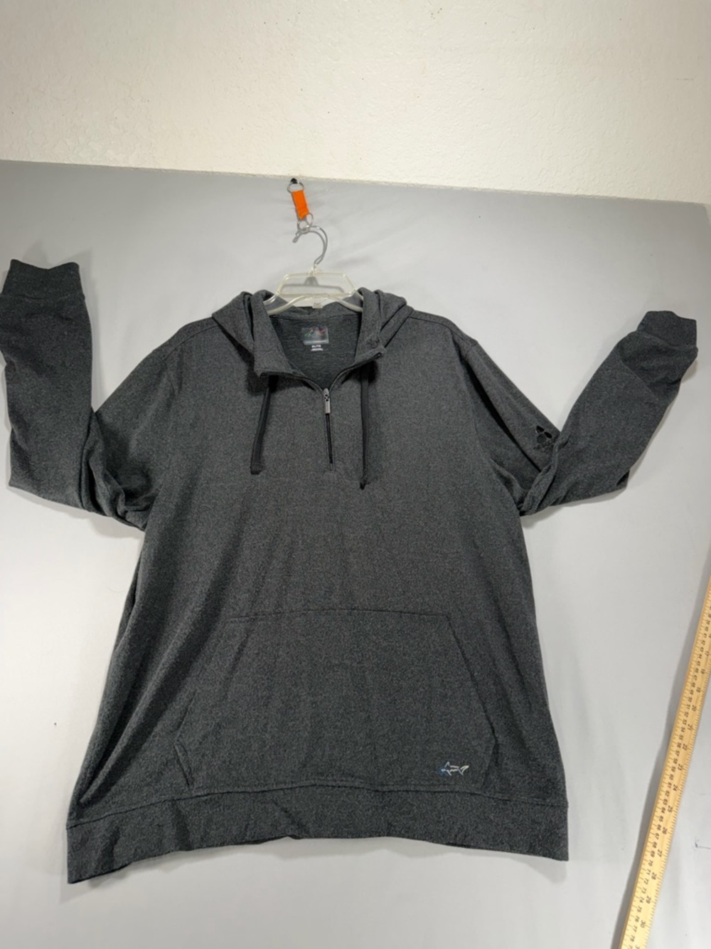 Men’s Greg Norman 1/4 Zip Grey Hooded Pullover Long Sleeve Size Extra Large